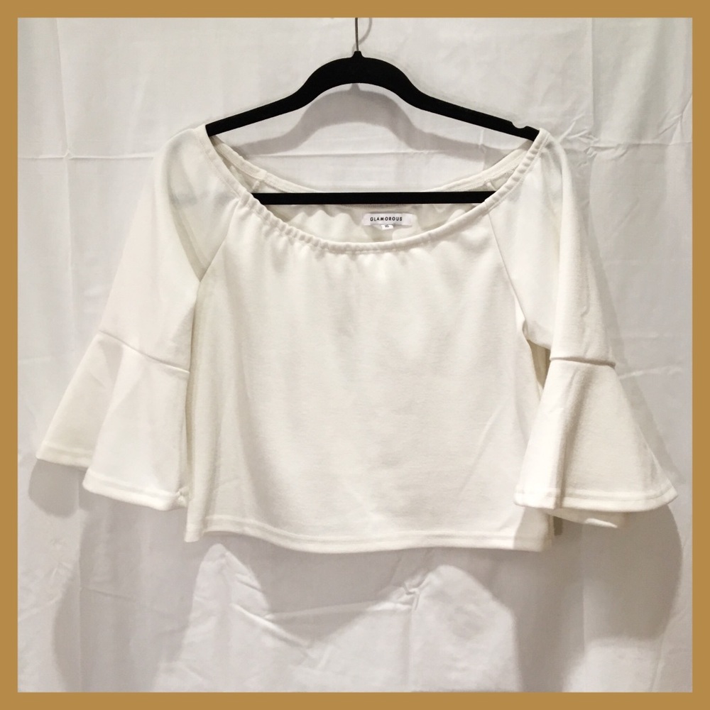 ASOS Off-Shoulder Fluted Sleeve Top